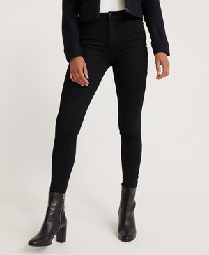 Superdry Superflex- Skinny High Rise Női Farmer Fekete | ZNDVI1054